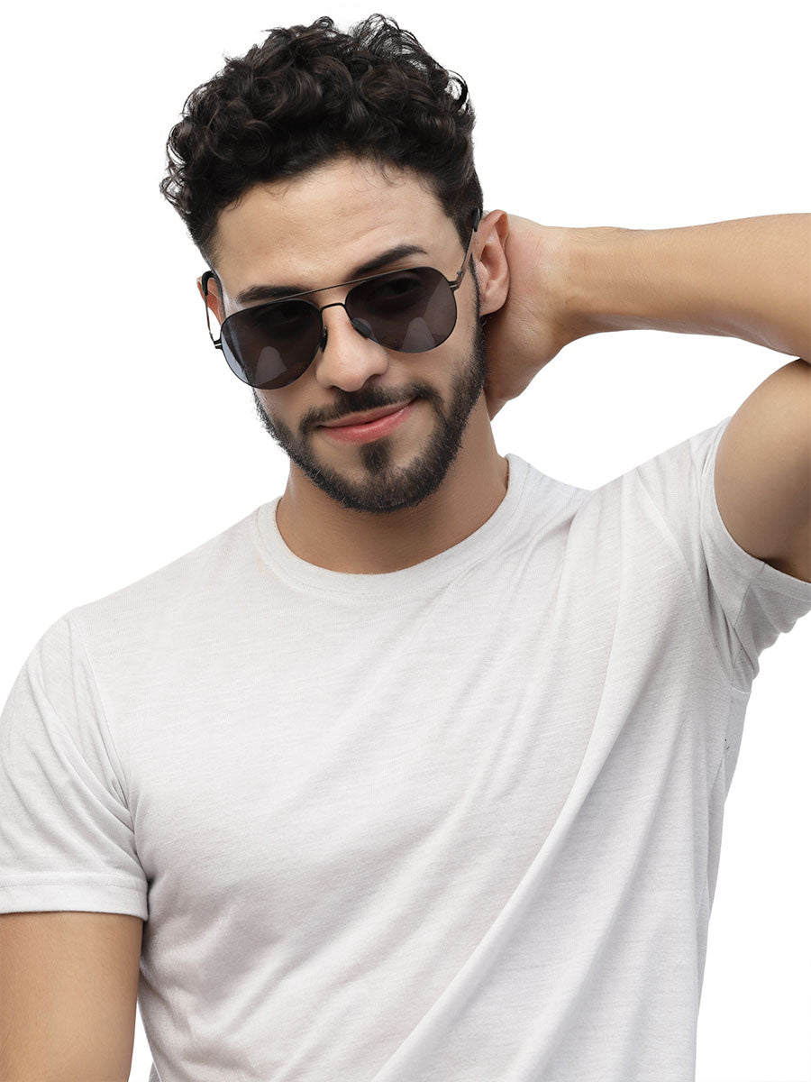 Zenith UV400 Titanium black aviator polarized large unisex sunglasses