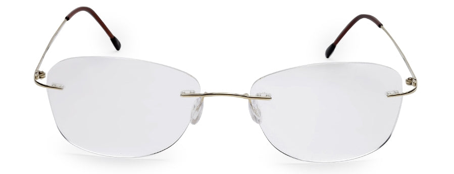 Gold Oval Rimless Titanium Frame for Unisex Eyeglasses