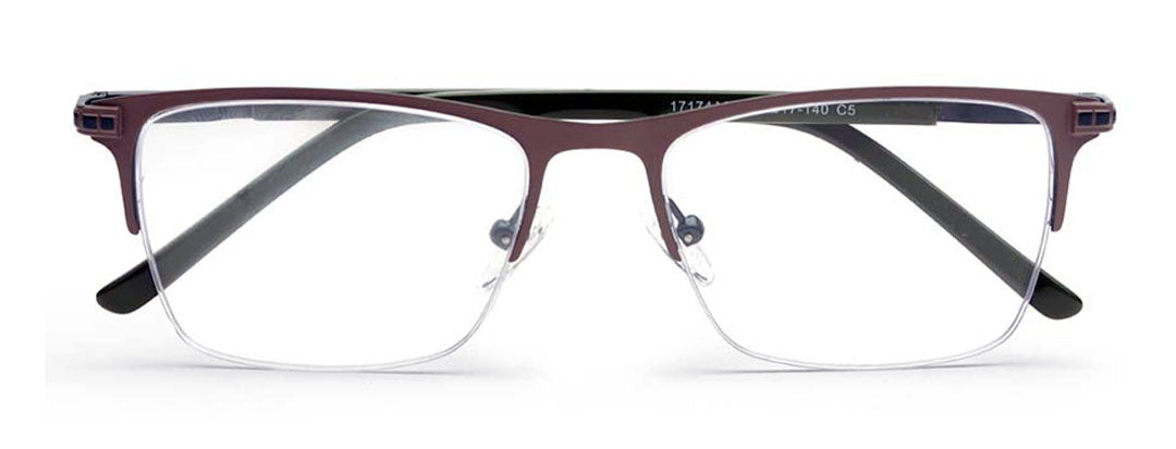 Sage Grey Rectangle Half Rim Frames for Men