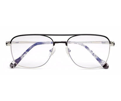 Black Full-Rim Square Metal Eyeglass Frames for Men