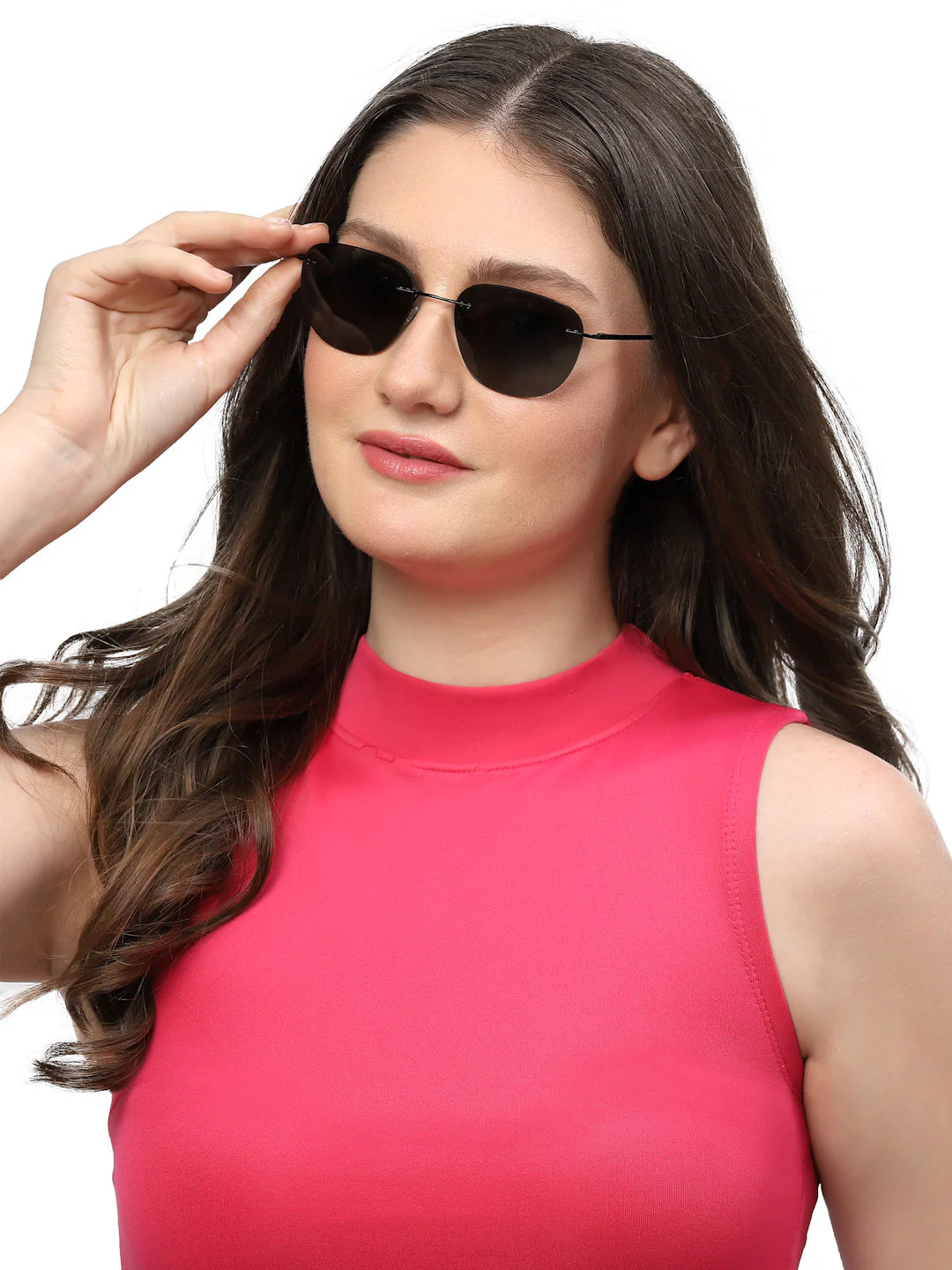Rimless Square Black Sunglasses