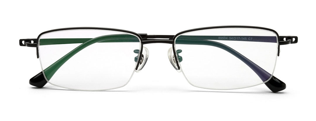 Zenith Titanium Half Rim Black Rectangle Glasses for Men