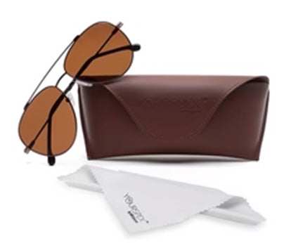 Brown Aviator Full Rim Metal Sunglasses