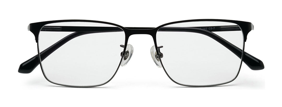 Zenith Titanium Full Rim Rectangle Spectacles with Black Frame