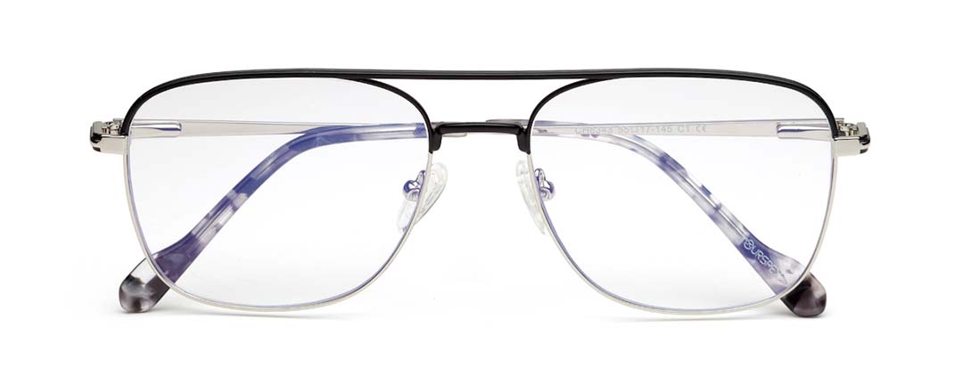 Black Full-Rim Square Metal Eyeglass Frames for Men