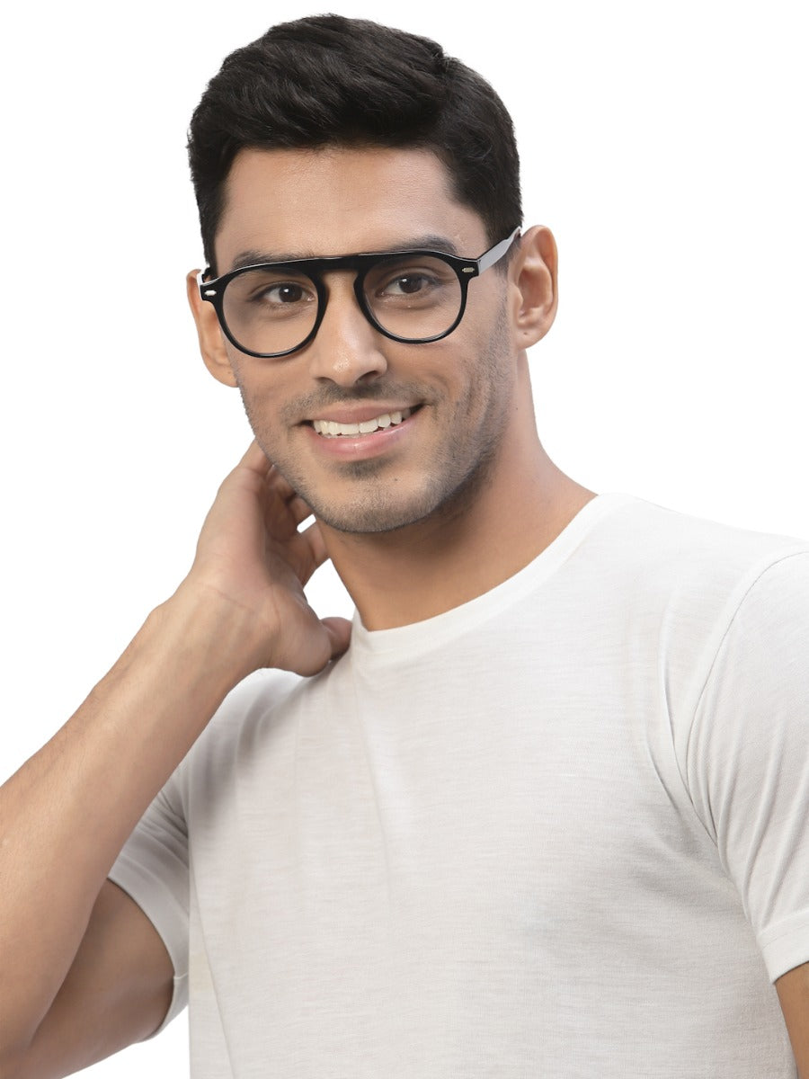 Black MOD Aviator Full Rim Acetate Frame for Men