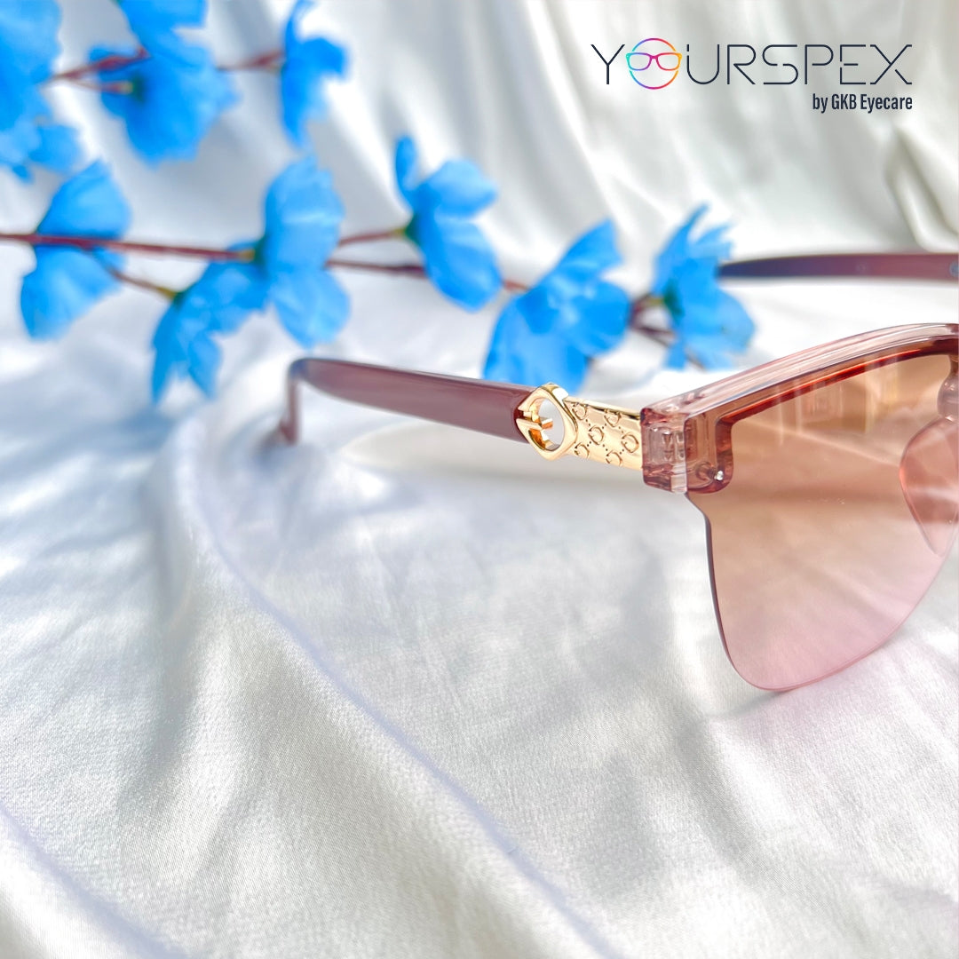 Brown Clubmaster Half Rim with Gradient Brown UV Sunglasses for Women