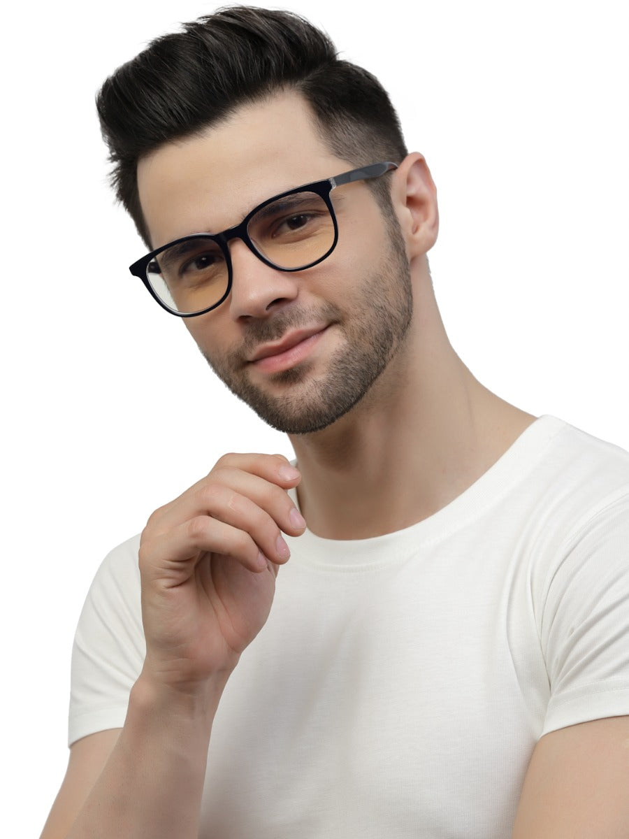 Dark Blue Square Eyeglasses for Men and Women