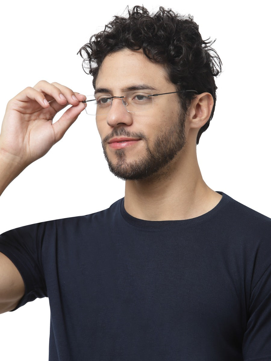 Black Rimless Frame For Men & Women