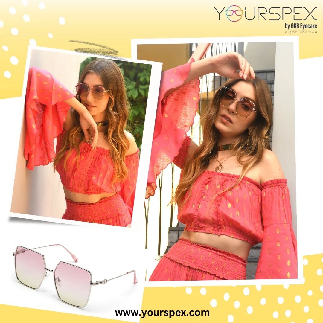 Gradient Pink Large Square UV Protection Sunglass for Women