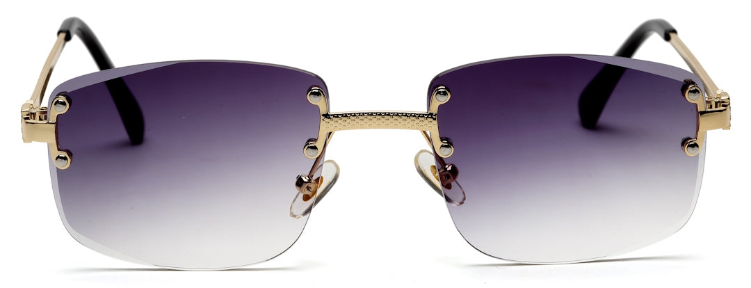 Gradient Purple Rectangle Rimless Sunglass for Men and Women