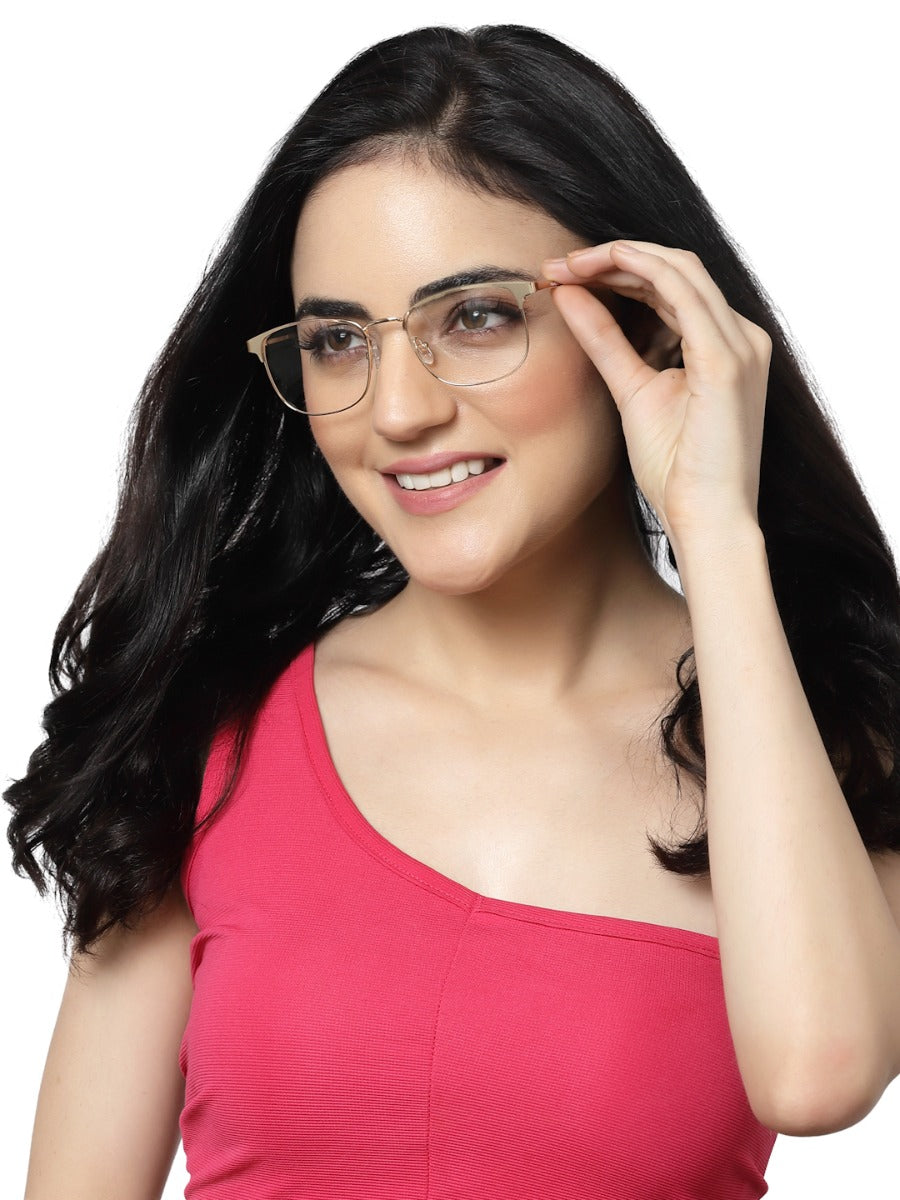 GOLDEN CLUBMASTER EYEGLASSES WITH TORT TEMPLE