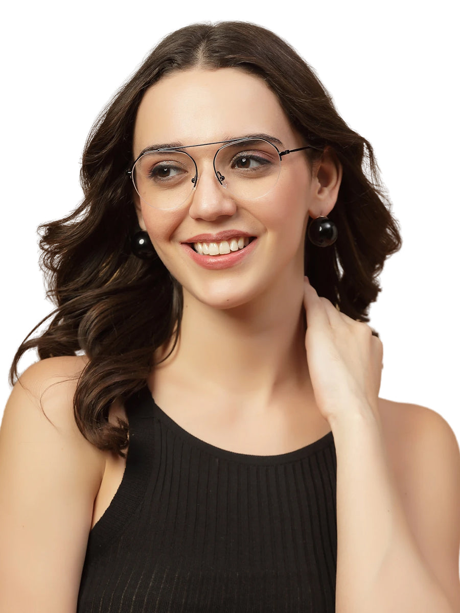 Black Half Rim Round Unisex Sleek Spectacles