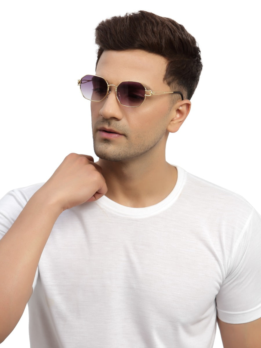 Purple Hexagon UV Sunglass for Men and Women