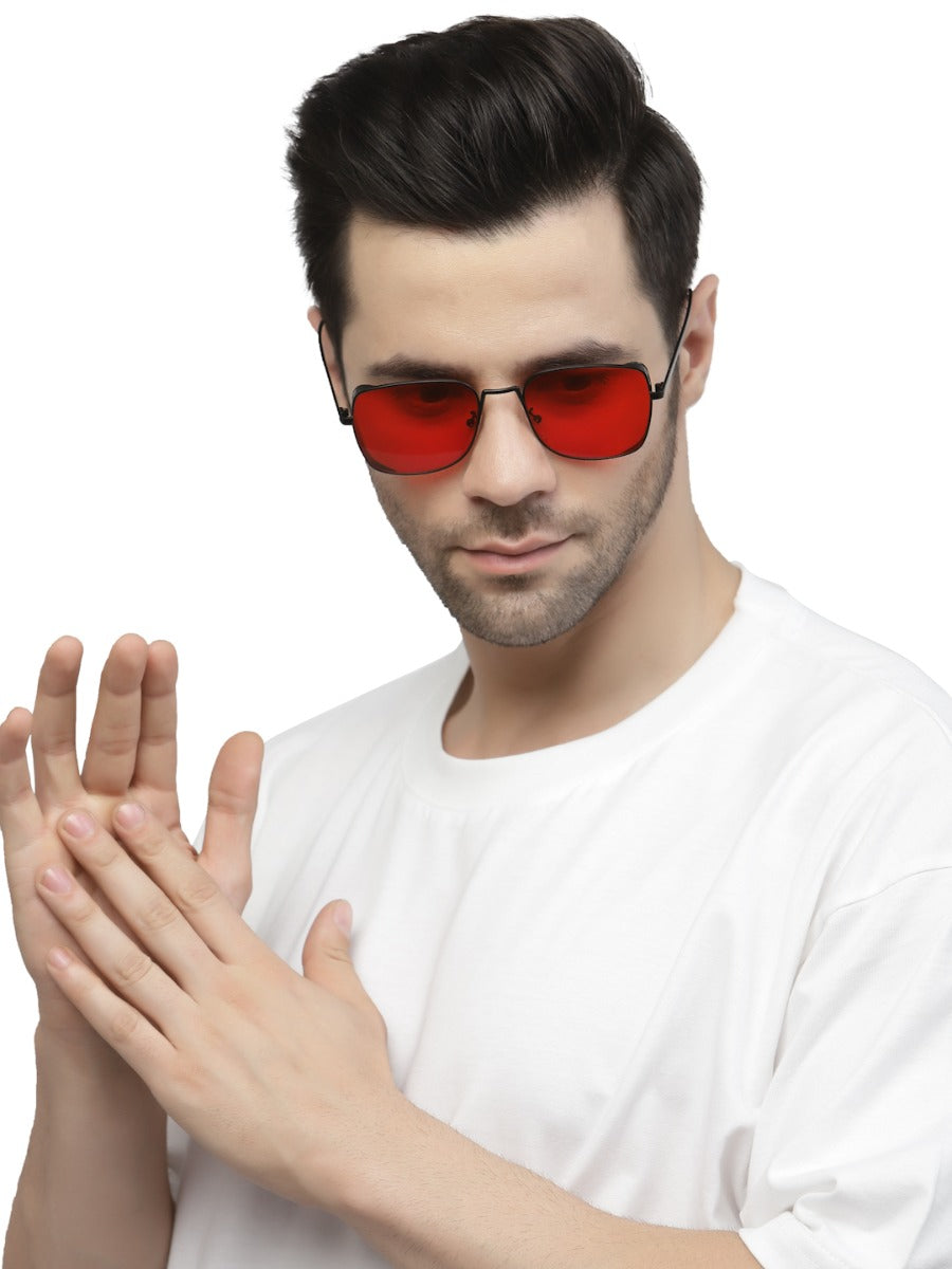 Red Squared UV Sunglass for Men and Women