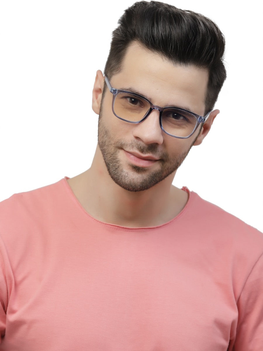 Transparent Blue Square Eyeglasses for Men and Women