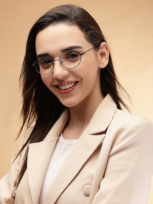 Sleek Designed Oval Black Spectacles