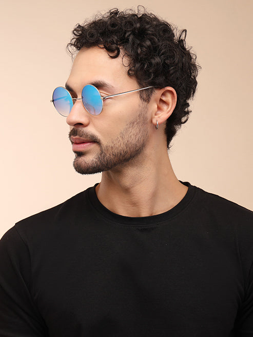 Aqua Blue Mirror Metal UV Sunglasses