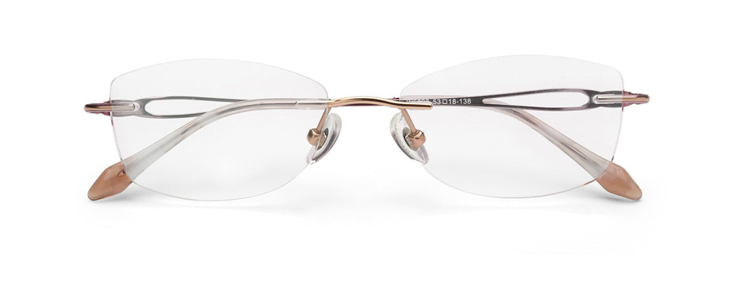 Zenith Titanium Rimless Cateye Metallic Pink Spectacle Frame