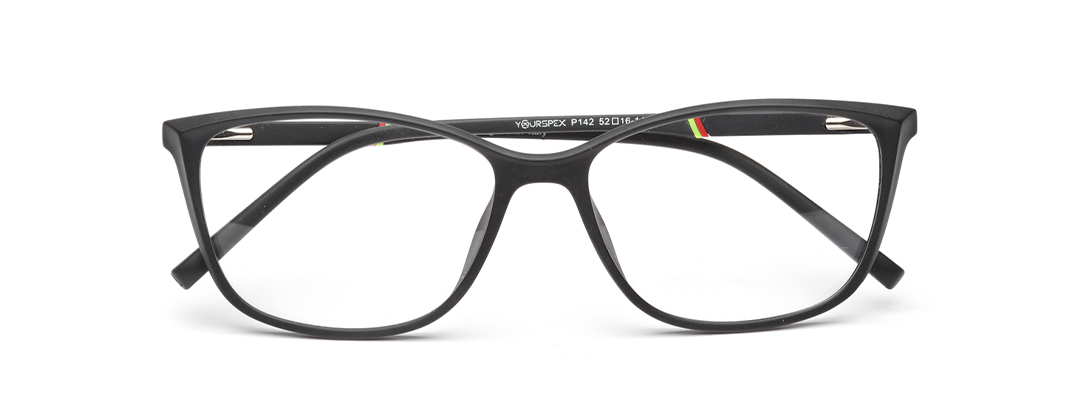 Full Frame Rectangle Matte Black Eyeglass for Women