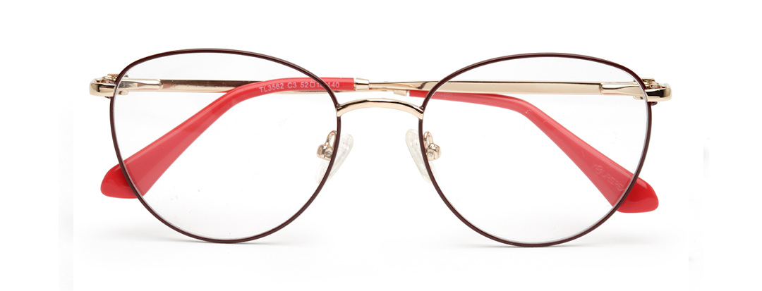 Full Rim Red Cateye Round Specs Frame for Women