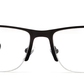 Half Rim Rectangle Thin Gloss Black Frame Glasses for Men