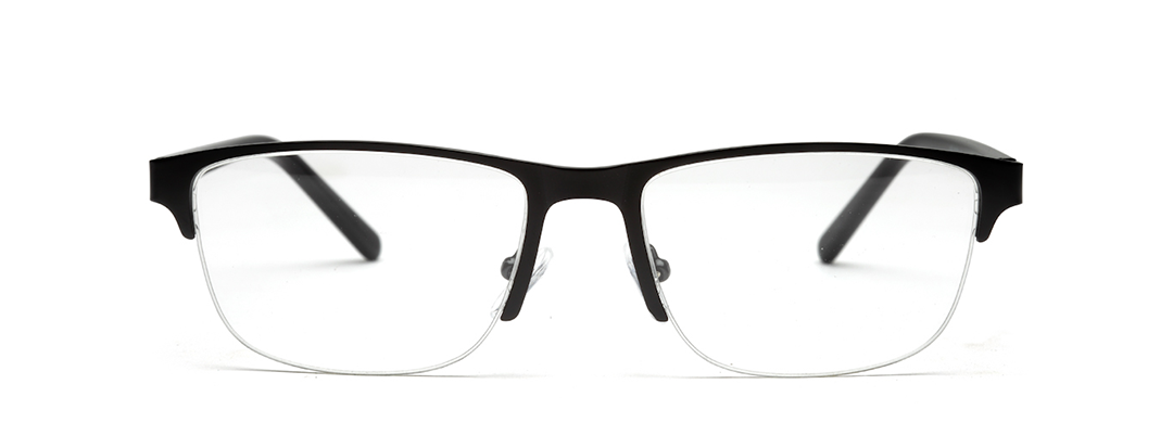 Half Rim Rectangle Glossy Black Colour Frame for Men