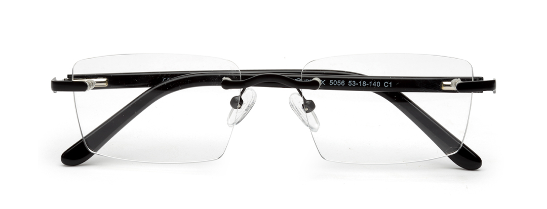 Unisex Rimless Black Rectangle Eyeglasses Frame