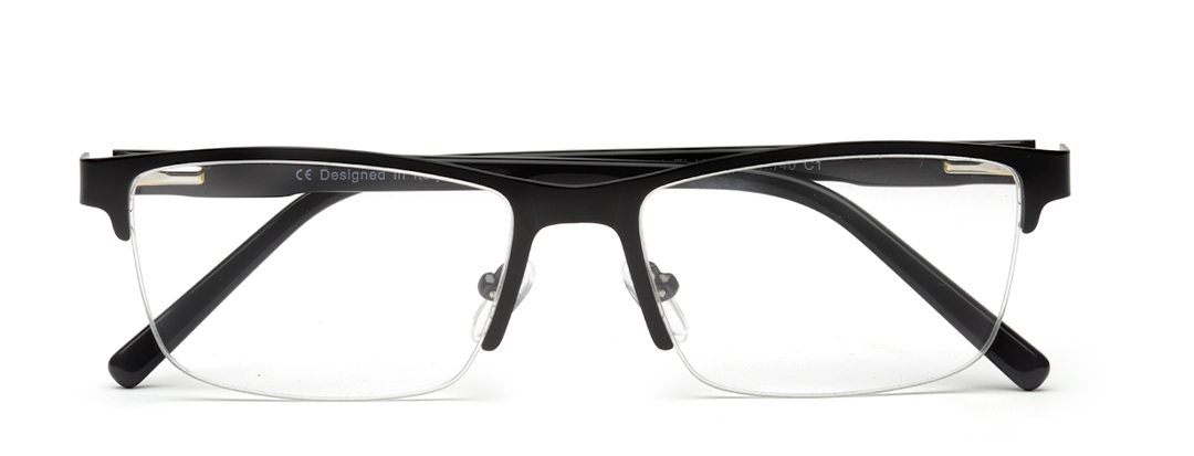 Half Rim Rectangle Glossy Black Colour Frame for Men