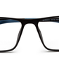 Unisex Rectangular Matte Black and Blue Optical Frame