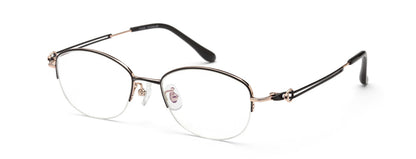 Zenith Titanium Half Rim Cateye Oval Specs Frame for Women