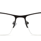 Half Rim Black Unisex Rectangle Large Eyeglass Frames