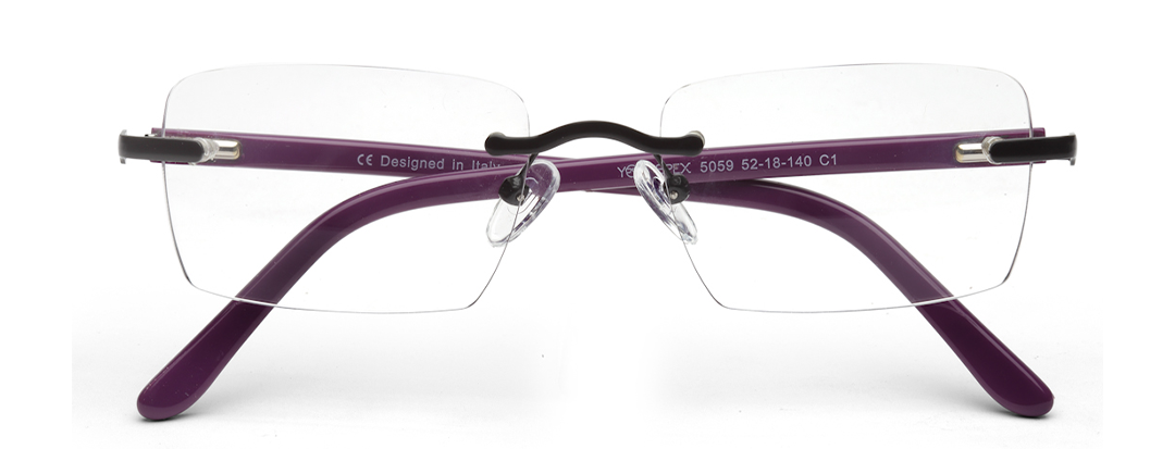 Rimless Unisex Purple Specs Frame for Men and Women