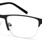 Half Rim Rectangle Thin Gloss Black Frame Glasses for Men