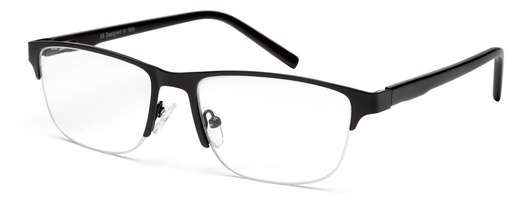 Half Rim Rectangle Thin Gloss Black Frame Glasses for Men