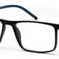 Unisex Rectangular Matte Black and Blue Optical Frame