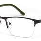 Half Rim Black Unisex Rectangle Large Eyeglass Frames