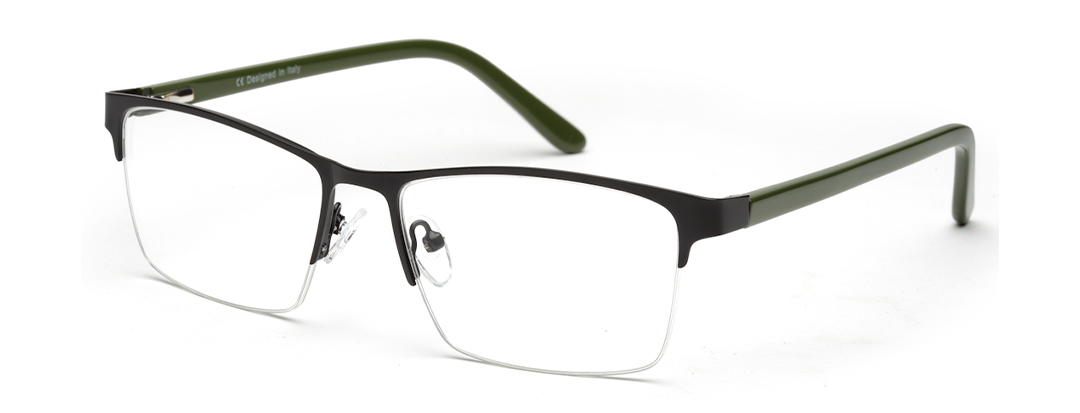 Half Rim Black Unisex Rectangle Large Eyeglass Frames