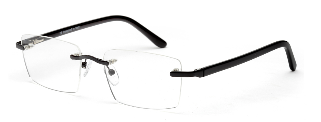 Unisex Rimless Black Rectangle Eyeglasses Frame