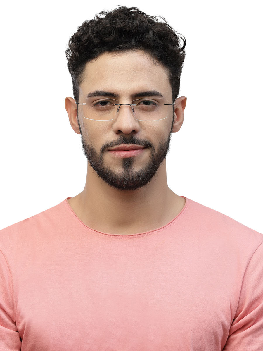 Zenith Titanium Classy Rimless Black Spectacles for Men