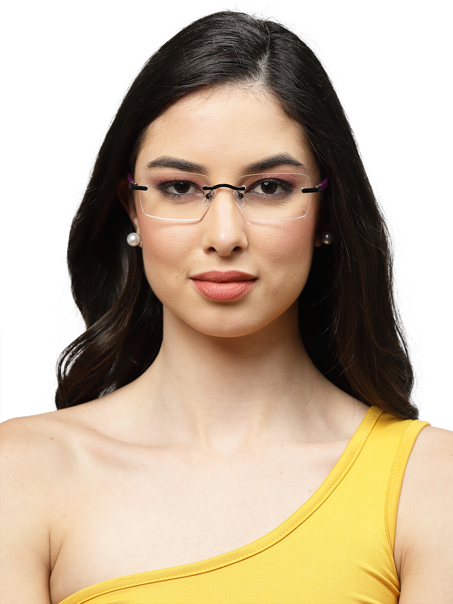 Rimless Unisex Purple Specs Frame for Men and Women