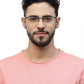 Half Rim Zenith Titanium Grey Glasses for Men