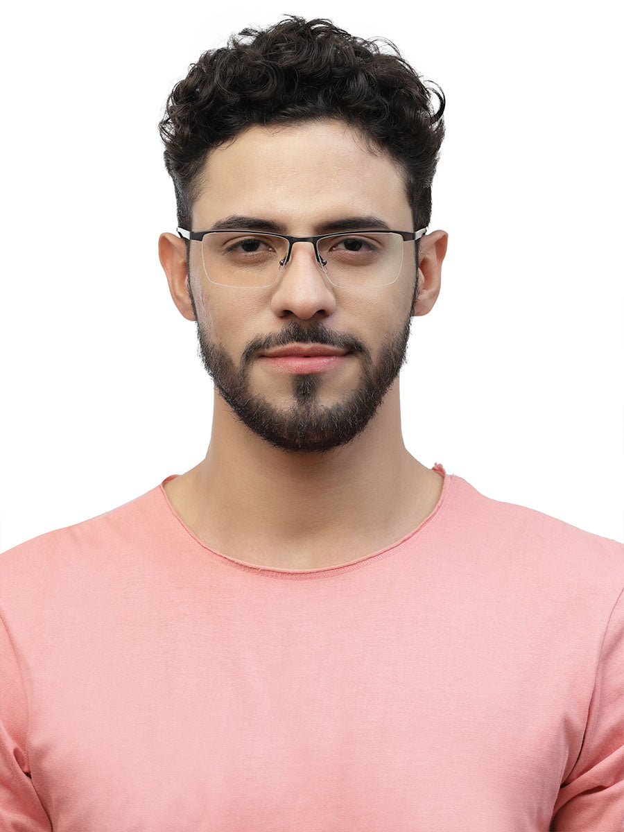 Half Rim Zenith Titanium Grey Glasses for Men