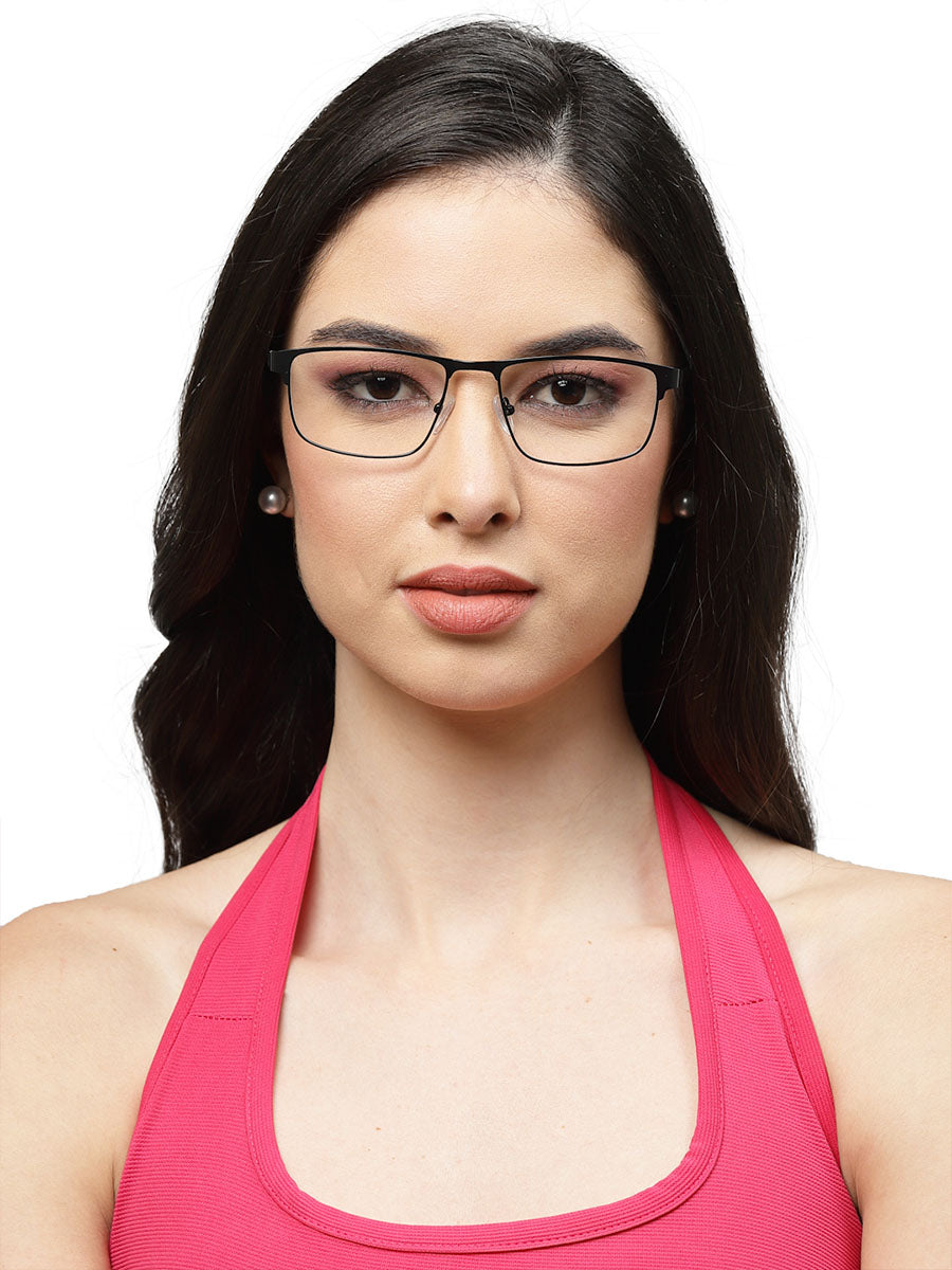 Glossy Black Unisex Specs with Full Rim Rectangle Frame