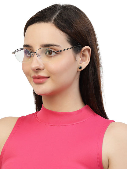 Zenith Titanium Half Rim Cateye Oval Specs Frame for Women
