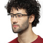 Half Rim Rectangle Thin Gloss Black Frame Glasses for Men