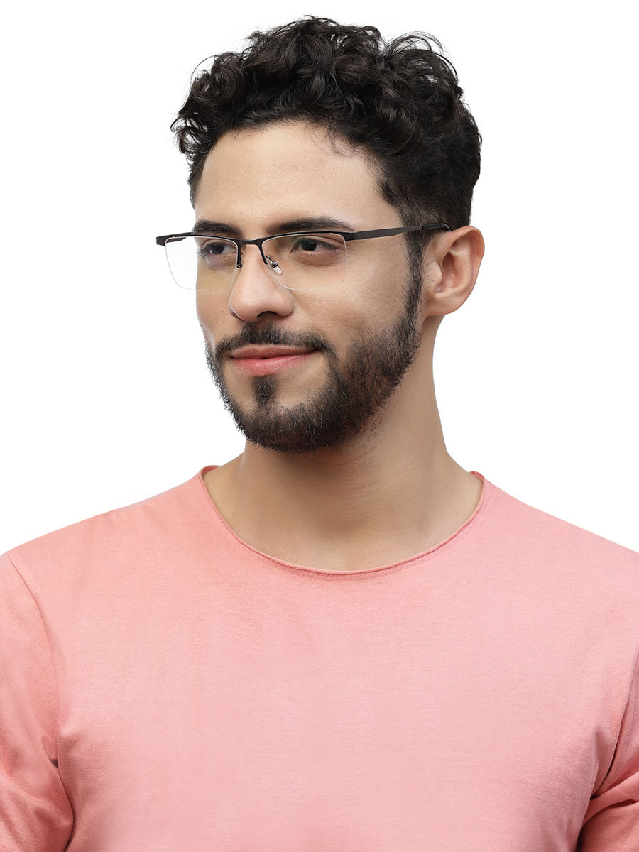 Half Rim Zenith Titanium Grey Glasses for Men