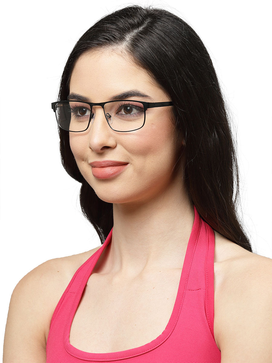 Glossy Black Unisex Specs with Full Rim Rectangle Frame