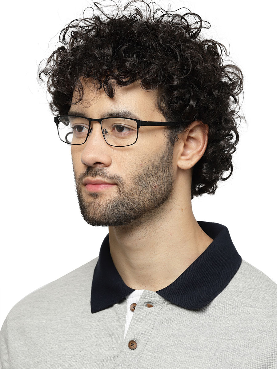 Glossy Black Unisex Specs with Full Rim Rectangle Frame