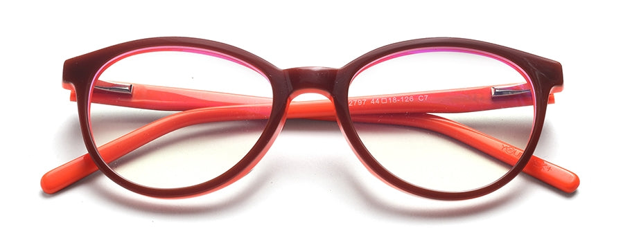 Light Brown Orange Oval Full Rim Acetate Frame for Kids